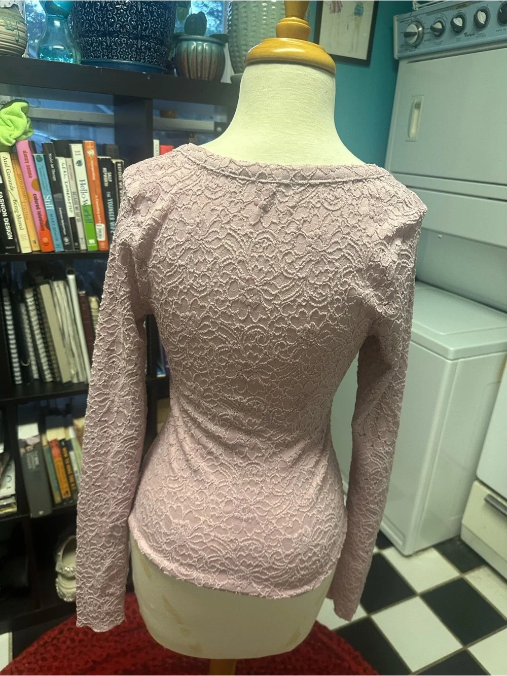 Free People Lavender Lace Long-Sleeve Top